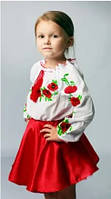 Вышиванка сорочка детская для девочек в белом цвете с вышивкой от 116 по 134 размер