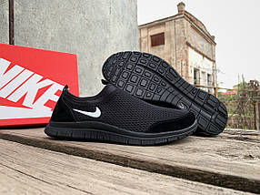 Чоловічі літні кросівки мокасини дихаючі Nike Free 3.0 Black чорні