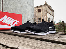 Чоловічі літні кросівки мокасини дихаючі Nike Free 3.0 Black White чорні з білим, фото 3
