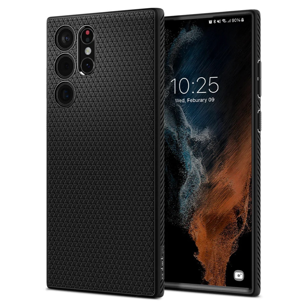 Ударостійкий чохол Spigen Liquid Air Matte Black для Samsung S22 Ultra