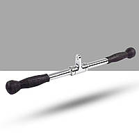 Ручка для тяги рукоятка для тяги на трицепс и бицепс прямая c вращающимся подвесом с резиновыми ручками 56 см