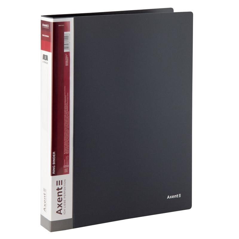 Папка А4 пластикова 4 кільця 35 мм сіра Axent 1208-03-A, 36037, фото 1