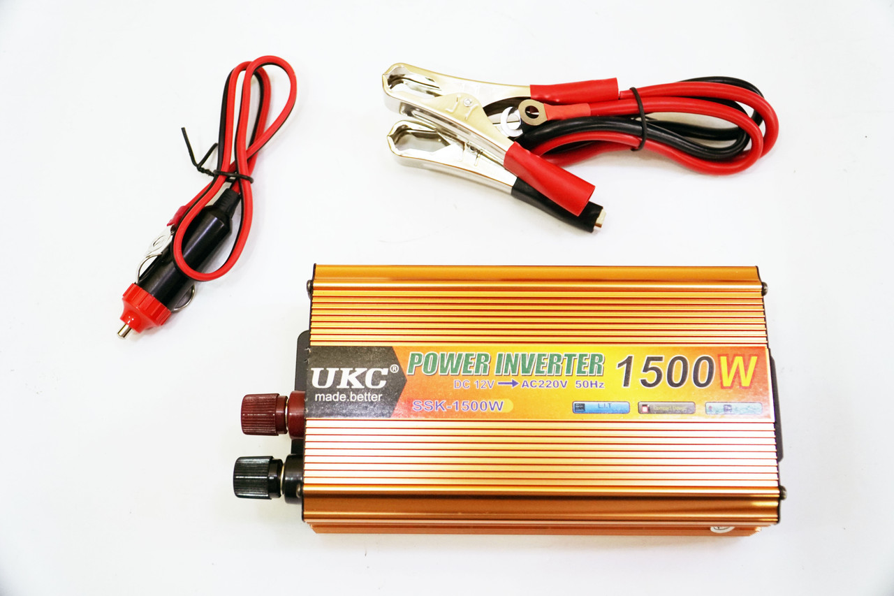 Перетворювач напруги, інвертор UKC 1500W 12/220В Gold, фото 1