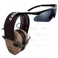Комплект з активних навушників Walker's Razor Slim Tan та балістичних окулярів Swiss Eye Raptor