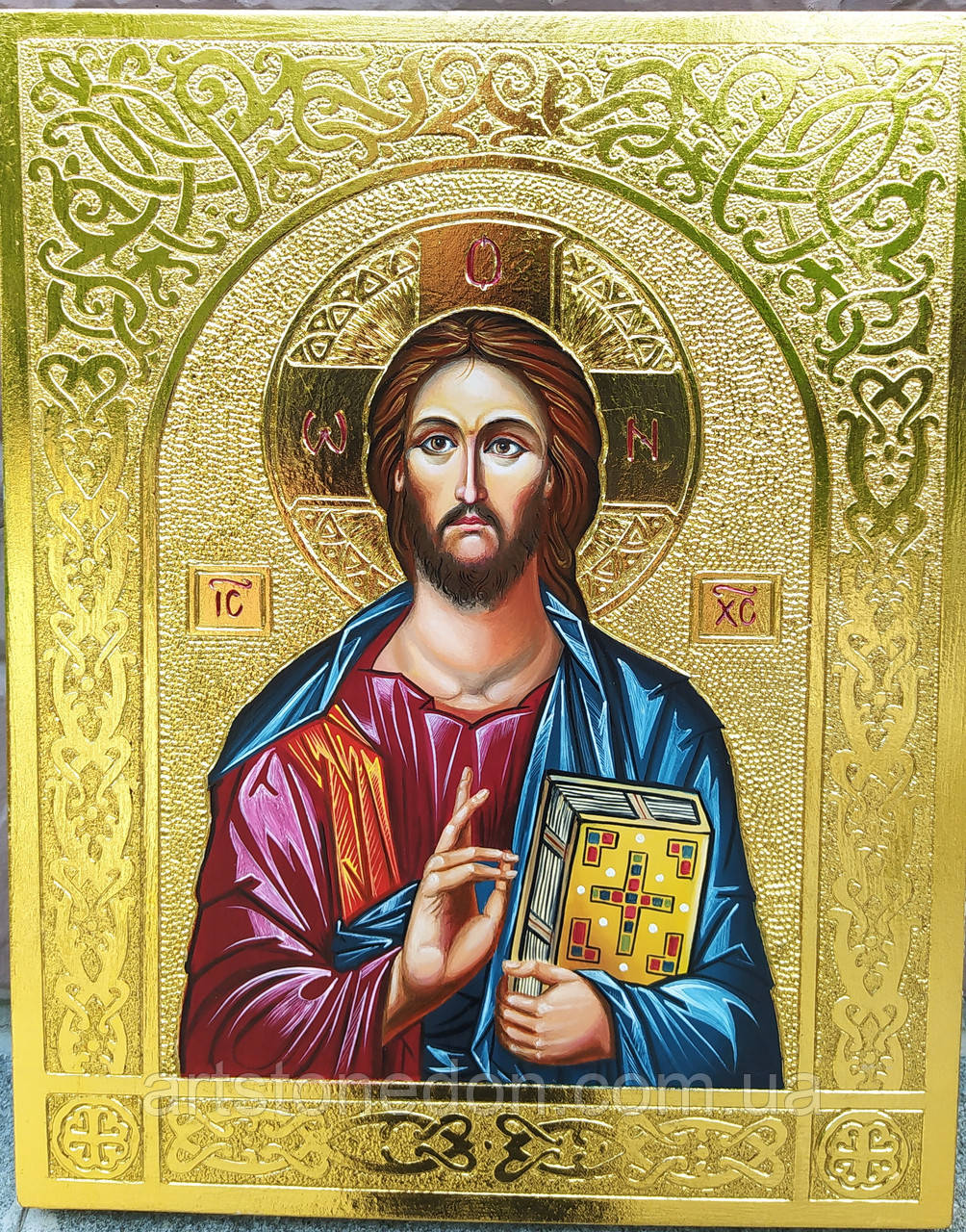 Елітна ікона Господа Вседержителя з позолоченим фоном, фото 1