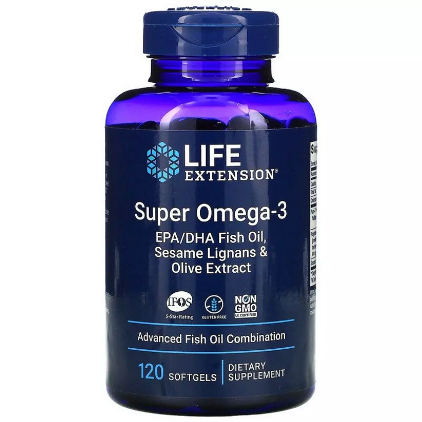 Супермега-3, Omega Foundations, Super Omega-3, Life Extension, 120 Желатинових капсул