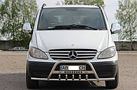 Кенгурятник усатый d60 на Мерседес Витo 639 2003-2010 с логотипом Mercedes Vito c нержавейки