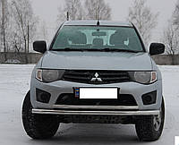 Кенгурятник ус двойной d60/42 на Mitsubishi L 200 1996-2006 дуга из нержавейки на Митсубиси л 200