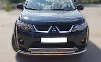 Кенгурятник УС двойной d60/42 на Mitsubishi Outlander XL 2007-2012+дуга с нержавейки на Митсубиси аутлендер ХЛ