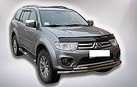 Кенгурятник УС двойной d60/42 на Mitsubishi Pajero Sport 2008-2015 передняя дуга на Митсубиси паджеро спорт