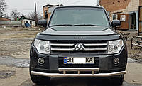 Кенгурятник Ус двойной d60/42 на Mitsubishi Pajero Wagon IV 2006+дуга с нержавейки на Митсубиси Паджеро Вагон