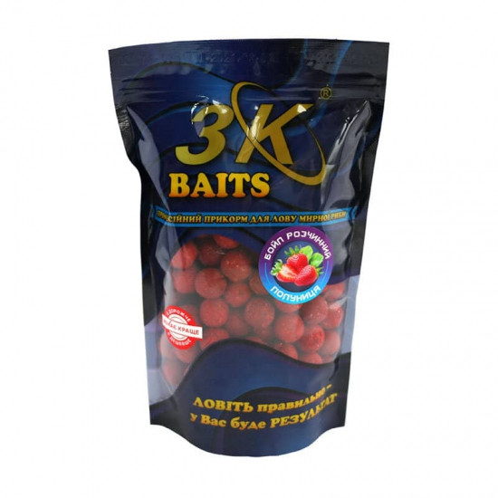 Бойли 3KBaits розчинні пилящі полуниця 16мм 400г (3к08631), фото 1