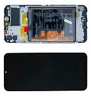 Дисплей Huawei Y6P 2020 модуль в сборе с тачскрином и АКБ, черный с рамкой, Service Original