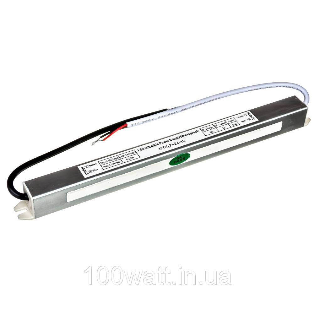 Блок живлення герметичний SLIM 12V 2А 24W для світлодіодної стрічки IP67 1013398