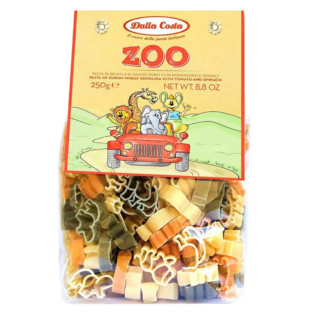 Макарони DALLA COSTA Zoo Pasta з томатом і шпинатом 250 г