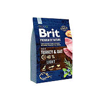 Brit Premium by Nature Light Turkey Oats (Брит Премиум Нечурал Лайт Индейка) корм для собак с лишним весом 3 кг.
