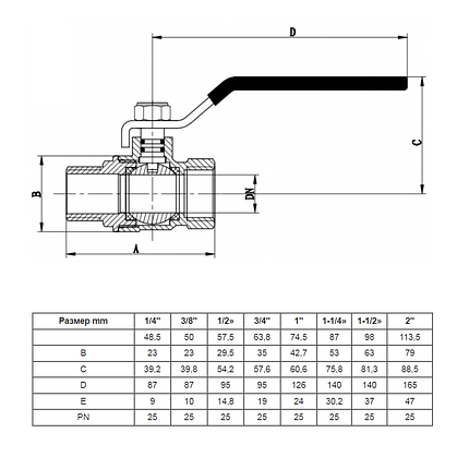 Кран шарової латунний Duble-lin Base з ручкою 1/2" ВН (78-069), фото 2