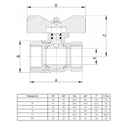 Кран шарової латунний Duble-lin Base з метеликом 3/4" В (78-076), фото 2
