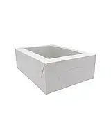 Коробка для торта 340*250*110 белая (окно) мелованный картон