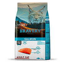 Сухой корм BRAVERY Salmon Adult Cat для взрослых кошек с лососем, 2кг