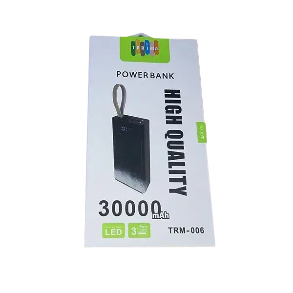 Потужний переносний Power Bank 30000 mAh TORIMA TRM-006 Повербанк з ліхтариком Реальна місткість