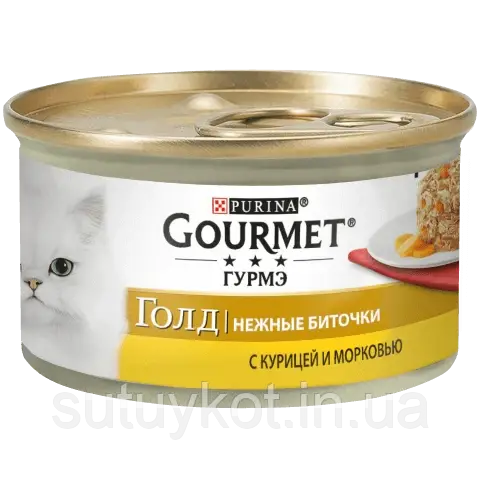 Purina Gourmet Gold Пурина Гурмет Голд корм для котів, ніжні біточки з куркою та морквою, 85 гр.