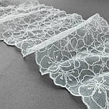 Ажурне мереживо вишивка на сітці: білого кольору сітка, білого кольору нитка, ширина 20 см, фото 4