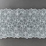 Ажурне мереживо вишивка на сітці: білого кольору сітка, білого кольору нитка, ширина 20 см, фото 3