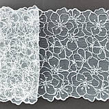 Ажурне мереживо вишивка на сітці: білого кольору сітка, білого кольору нитка, ширина 20 см, фото 8