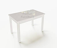 Стол обеденный ФИШЕР 120(+40) белый+стекло ультробелое