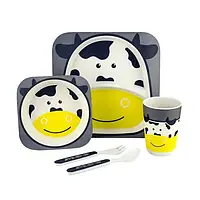 Набор детской посуды из бамбука Bamboo Fibre kids set Коровка 5 в 1