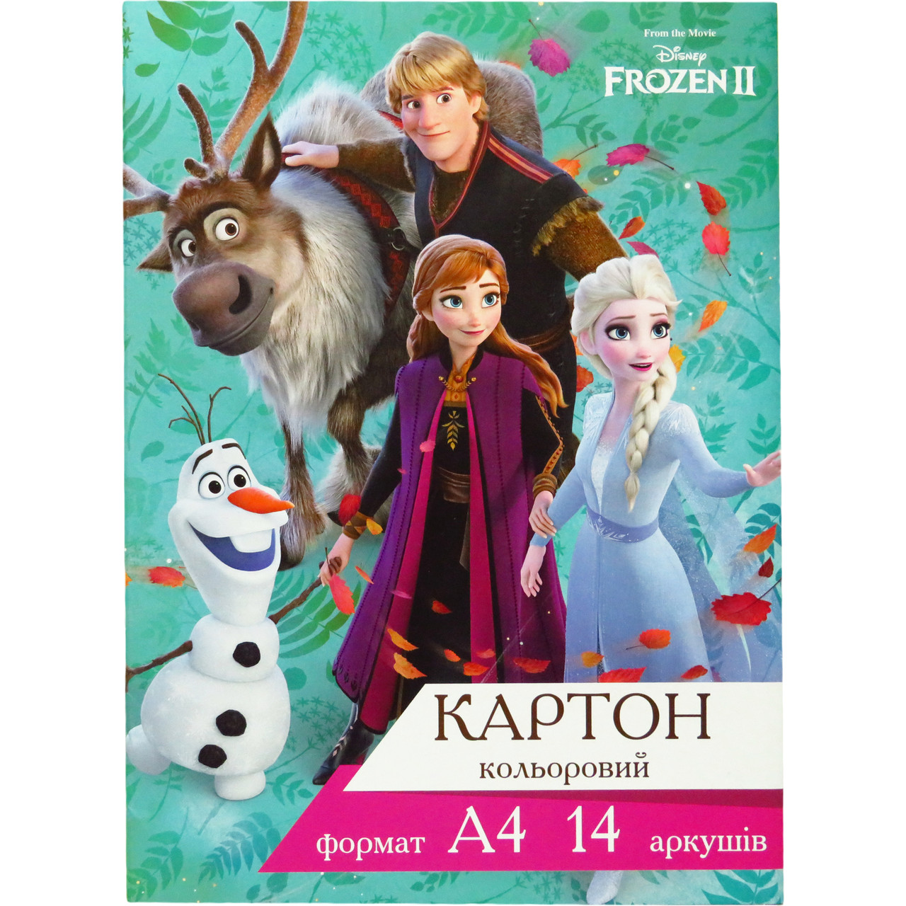 Кольоровий картон А4, 14 аркушів, Тетрада Фроузен