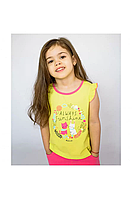 Гарний Літній комплект із бавовни для дівчинки футболка + спідниця, кулір 98-110