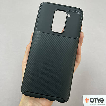 Чохол для Xiaomi Redmi Note 9 щільний карбоновий чохол на телефон сяомі редмі нот 9 чорний AU6, фото 1