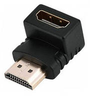 Переходник шт.HDMI -гн.HDMI угловой, gold, пластик, в блистере