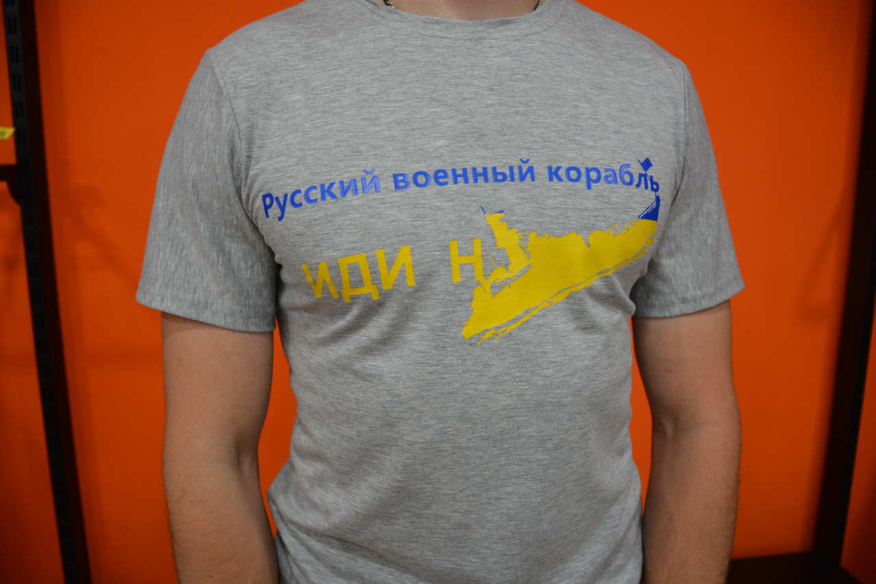 Чоловіча сіра футболка російський корабель іді