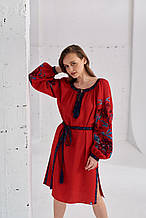 Жіноча сукня-туніка "Соломія" червона, розмір євро 36 42