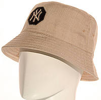 Летняя льняная панама Нью Йорк ну NY New York Yankees мужская женская Бежевый-меланжевый