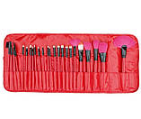 Набір кистей для макіяжу 24 шт Prodi Wood red, фото 2