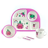 Набор детской посуды из волокна бамбука Bamboo Fibre kids set Замок 5 в 1