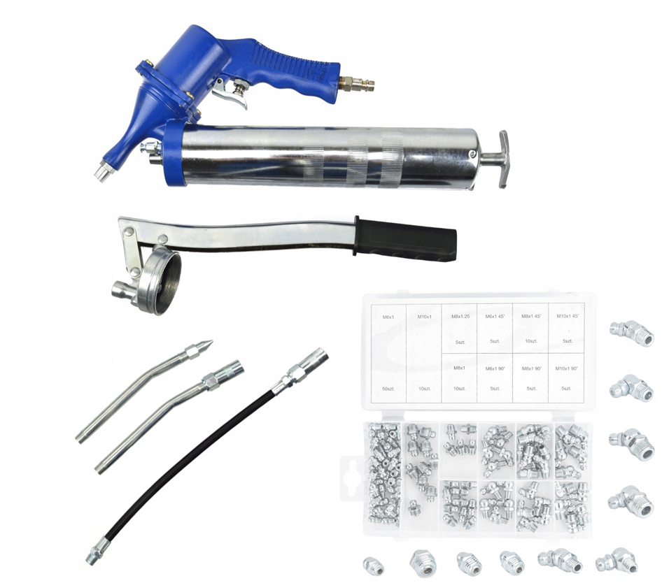 Шприц мастильний пневматичний Geko G01126 + набір насадок 110 ел., фото 1