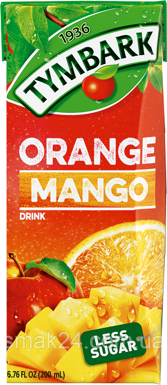 Сік Апельсин-Манго-Яблуко зі зниженим вмістом цукру TYMBARK Orange Mango Less Sugar 200 мл Польща