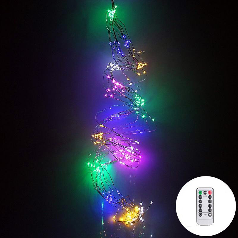 Гірлянда кінський хвіст 30 білих ниток 600 led з пультом різнокольорова, 2 м, 600, 30