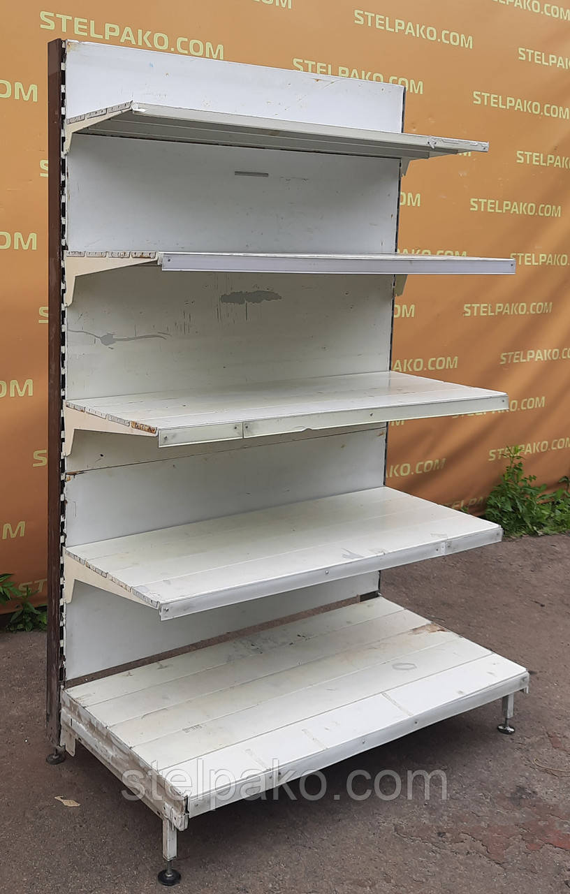 Торгові односторонні (пристінні) стелажі «ТЕГОМЕТАЛ» 200х125 см., другий сорт, на 5 полиць, Б/у