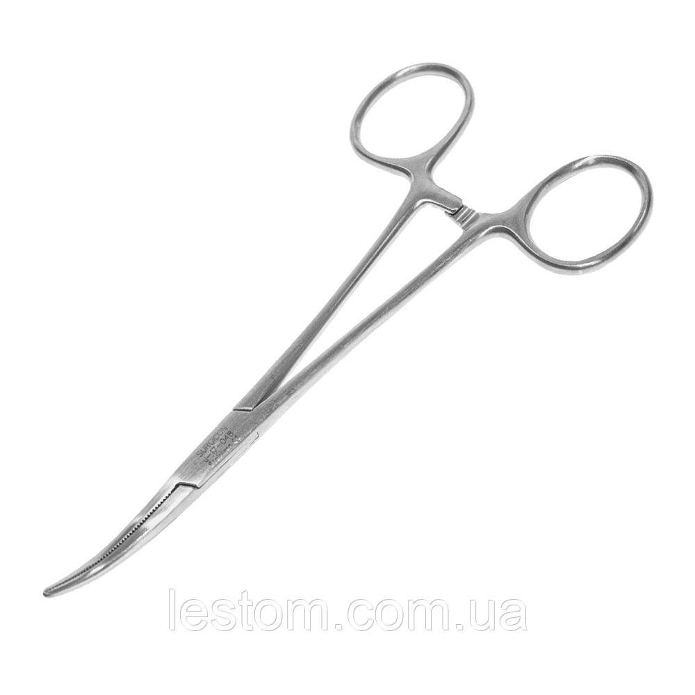 Затискач судинний по Crile, зігнутий Surgicon. Довжина 14 cм