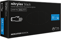 Перчатки нитриловые Mercator Nitrylex BLACK неопудренные, размер M 100 шт.