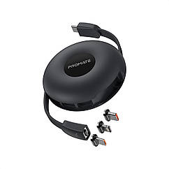 Магнітний кабель Promate Quiver USB-C to USB-C/Lightning/microUSB 1 м Black (quiver.black)