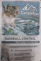 Вологий консервований корм для виведення вовни з Уткою в желі 80 г Carpathian Pet Fod Hairball Contr