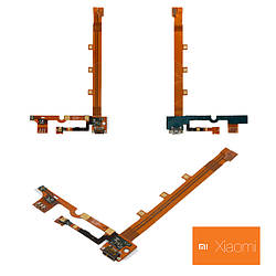 Шлейф для Xiaomi Mi3, конектора заряджання, мікрофона, з компонентами (TD версія), оригінал