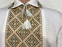 Вышитая рубашка мужская рзмир48 ручной работы льняное белое полотно короткий рукав
